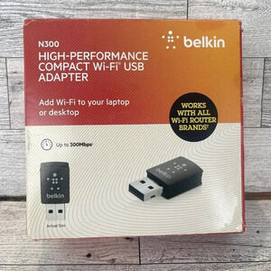 NEW Belkin N300 F7D2102 High Performance Compact WiFi USB Adapter Sealed 300Mbps